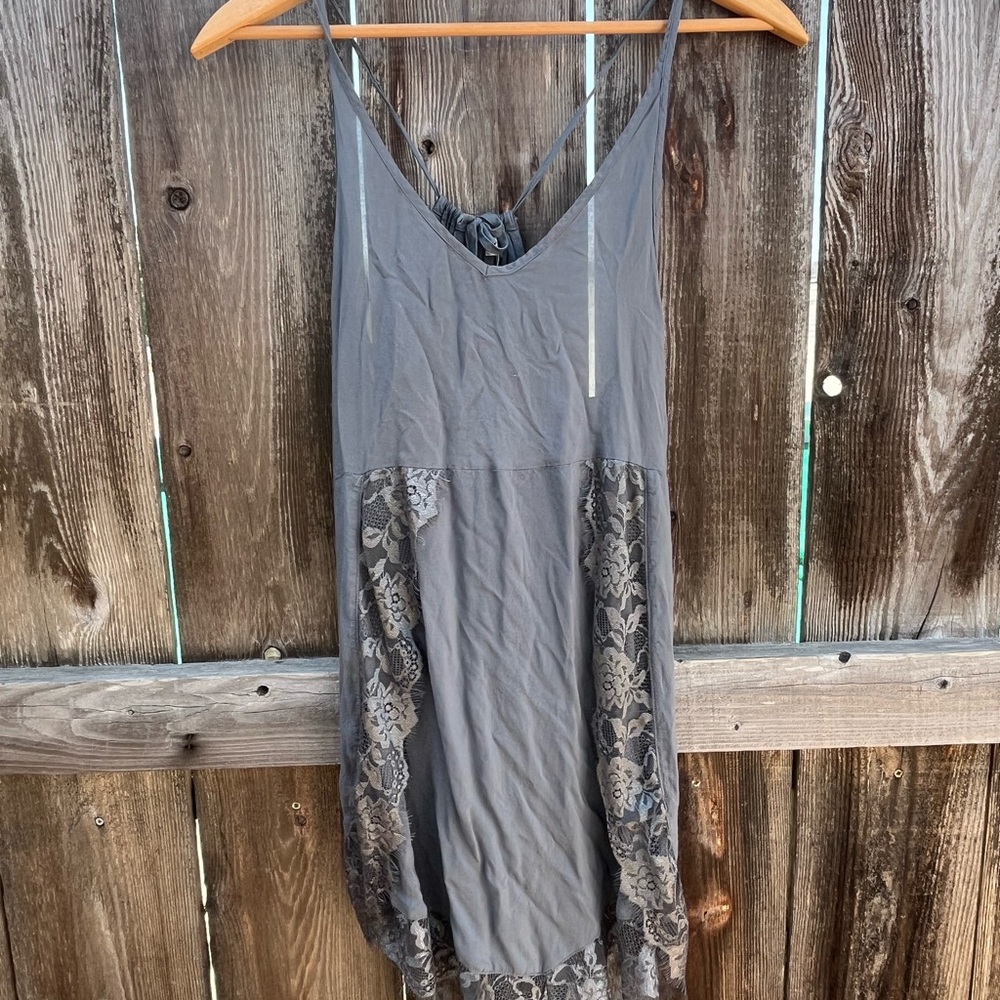 Free People Gray Lace Chemise